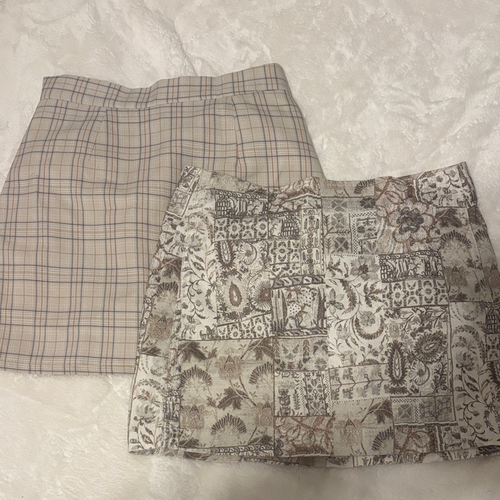 Plaid and Patchwork Skirt Set